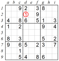 Eliminating numbers from rows, columns and boxes B